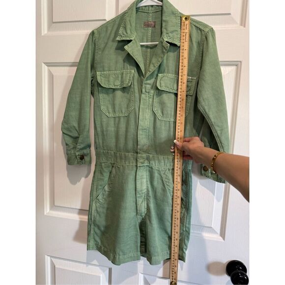 NWOT MOTHER Hedge Green Linen Blend Lightweight Fixer Short Romper One Piece XS - Picture 14 of 16